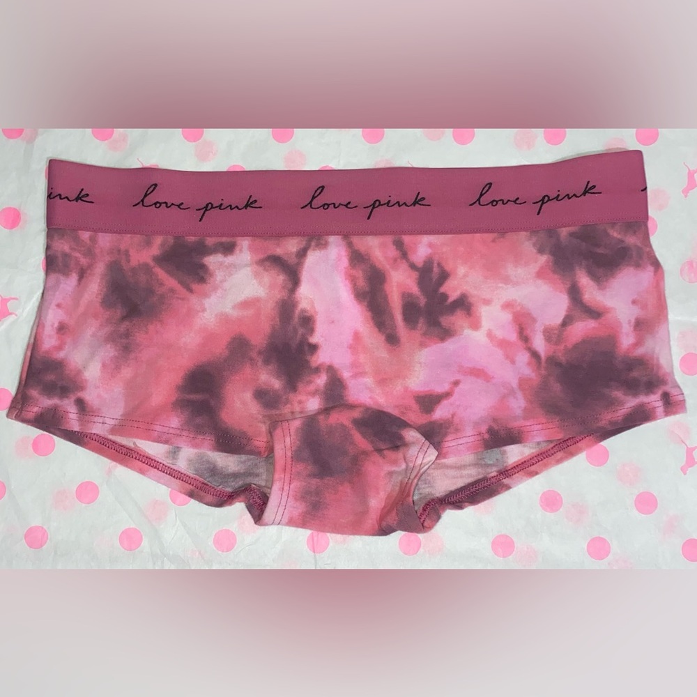 Victoria’s Secret Pink cotton boyshort panties VS pink logo panty pink tie dye